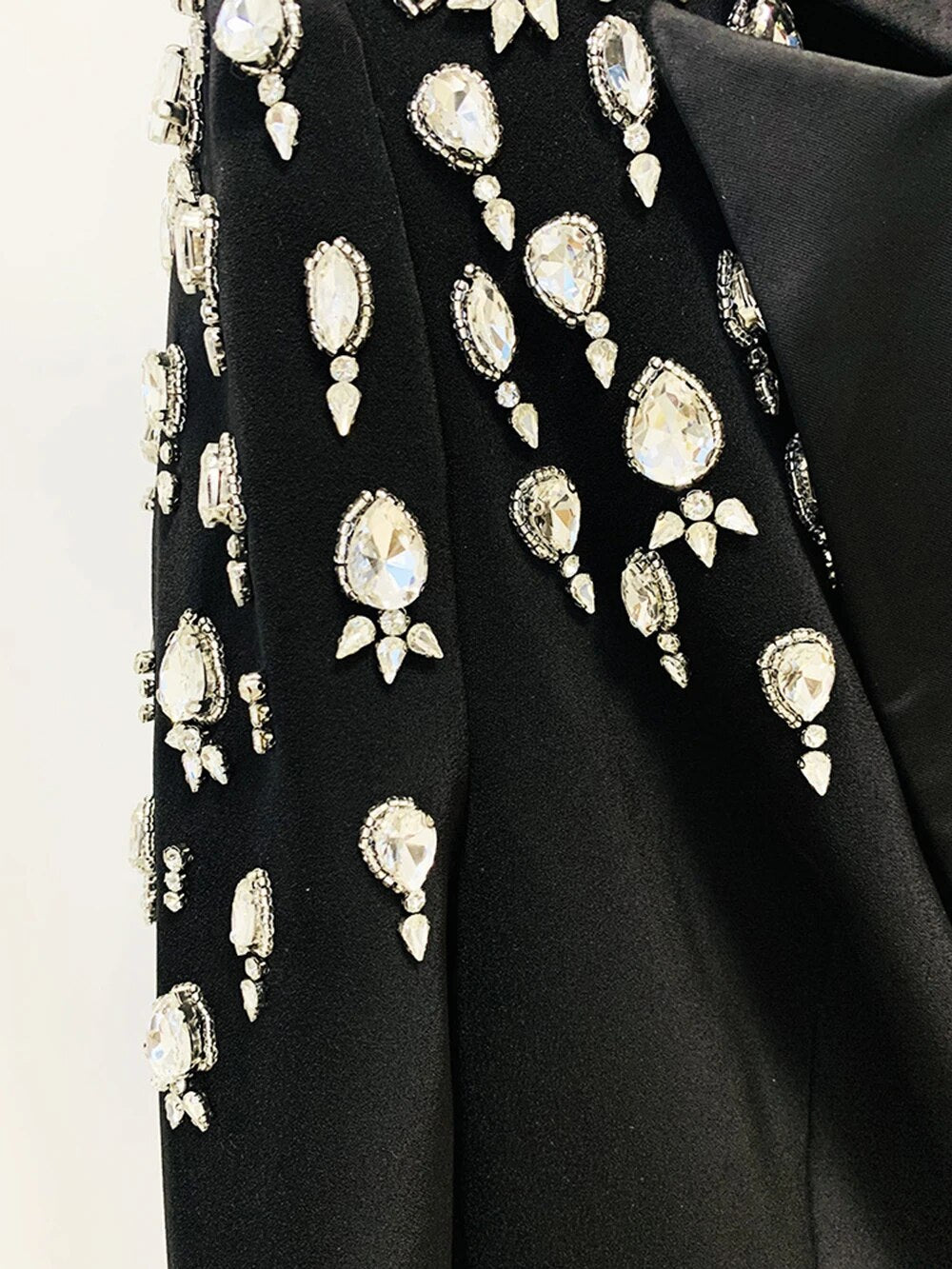 Long Sleeve Diamond Decor V-Neck Mini Suit Blazer Dress