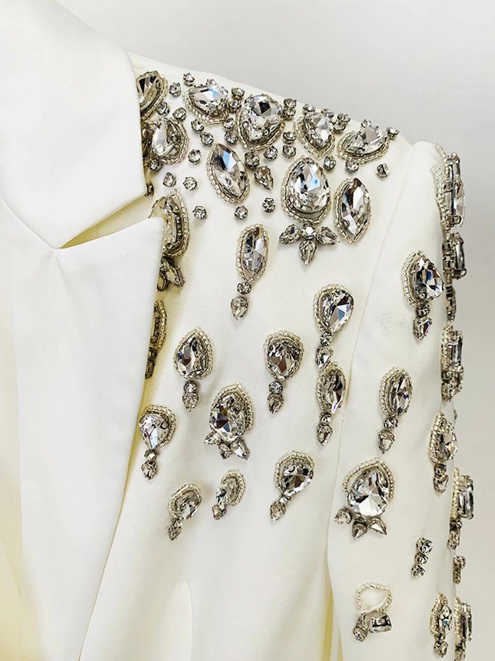 Long Sleeve Diamond Decor V-Neck Mini Suit Blazer Dress