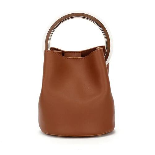 Pu Leather Bucket Shape Handbag