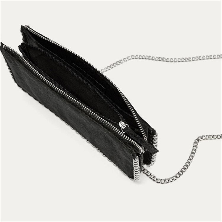 Suede Leather Rivet Chain Shoulder Crossbody bag