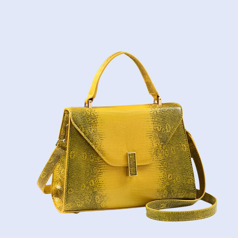 Pu Leather Chic Stone Print With Twist Lock Crossbody Shoulder Bag