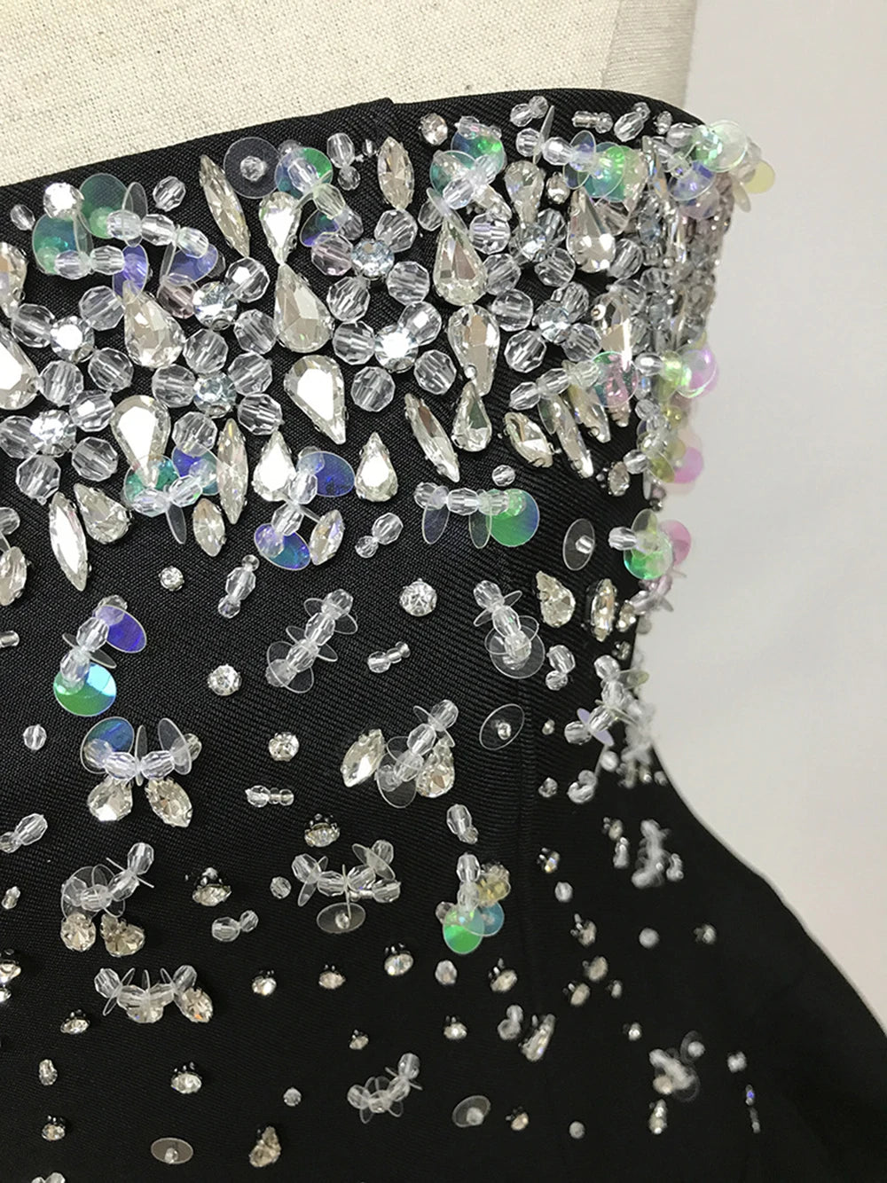 A-line Diamond Sequins Strapless Mini Dress