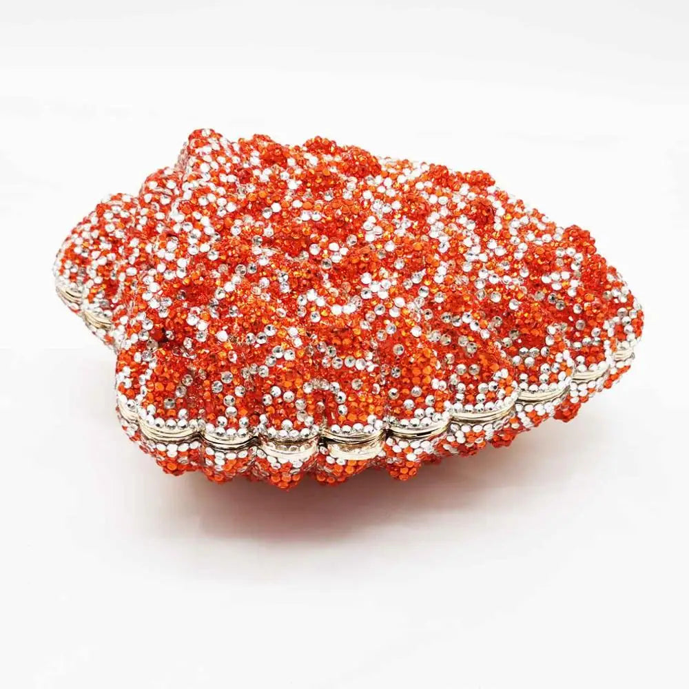 Dazzling Conch Crystal Horn Shell Diamond Evening Clutch Bags