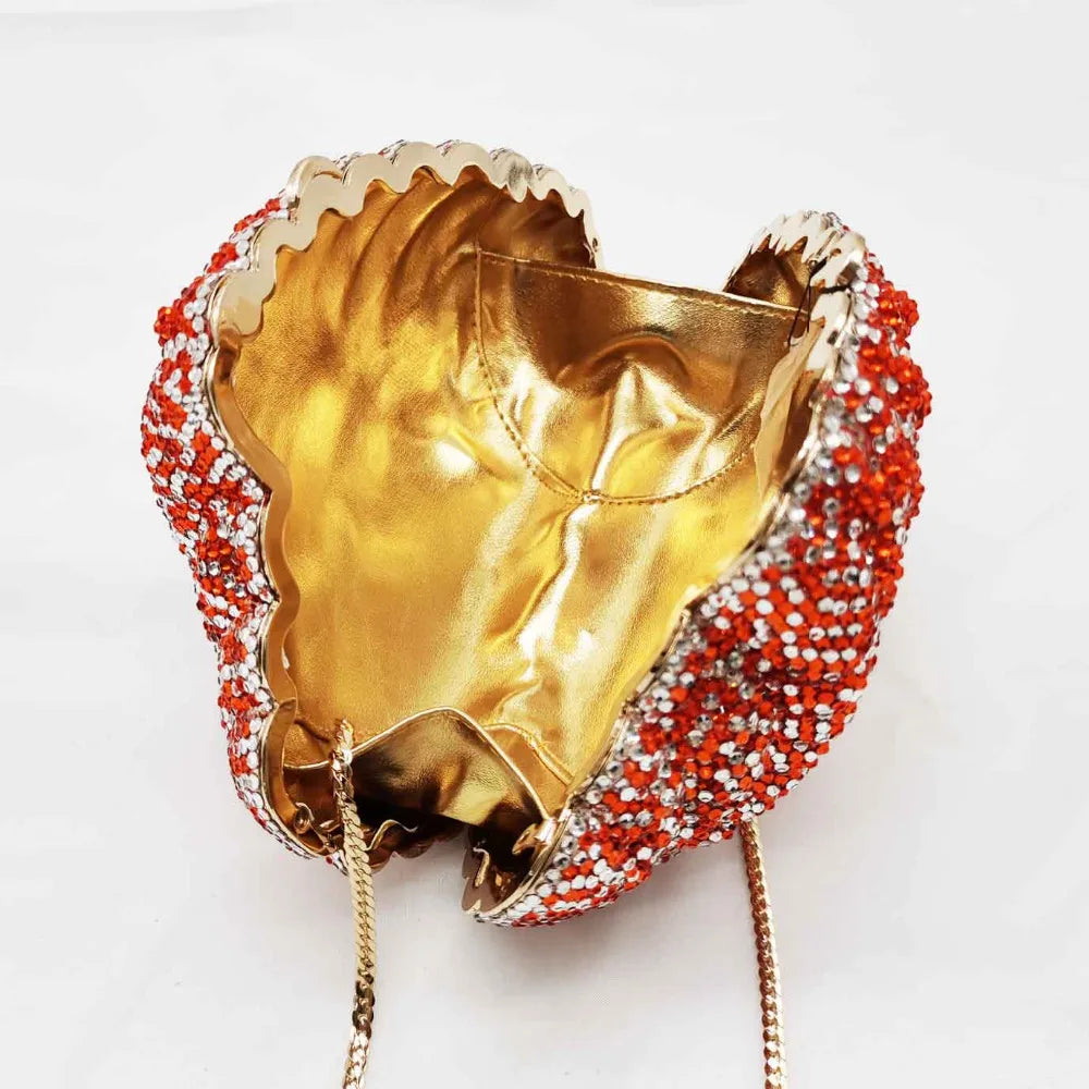 Dazzling Conch Crystal Horn Shell Diamond Evening Clutch Bags