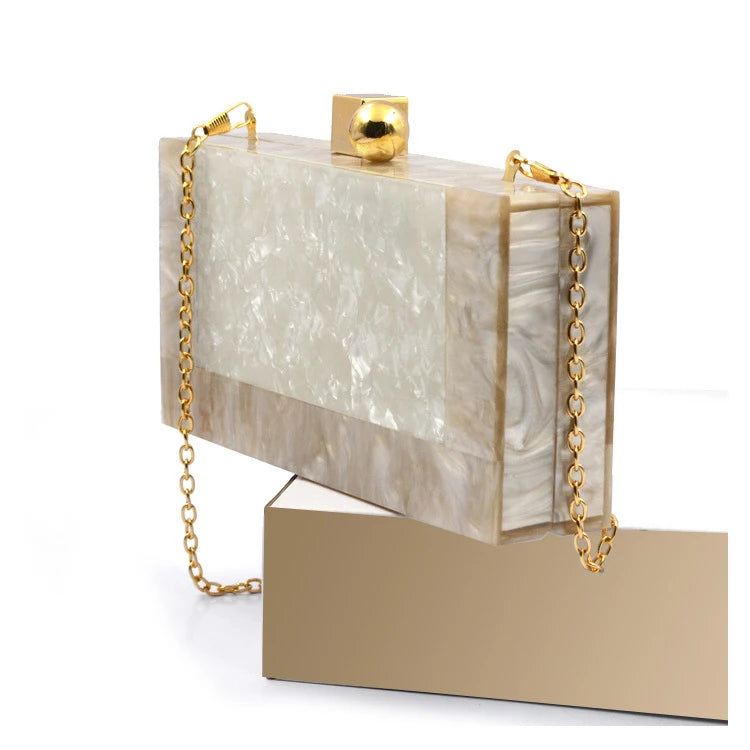 Panelled Stone Pattern Case Handbag Mini Clutch Bag