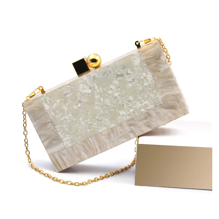 Panelled Stone Pattern Case Handbag Mini Clutch Bag