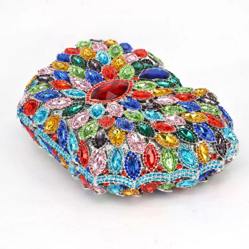 Hollow Out Multicolour Large Stones Crystal Rhinestones Diamond Clutch Bag