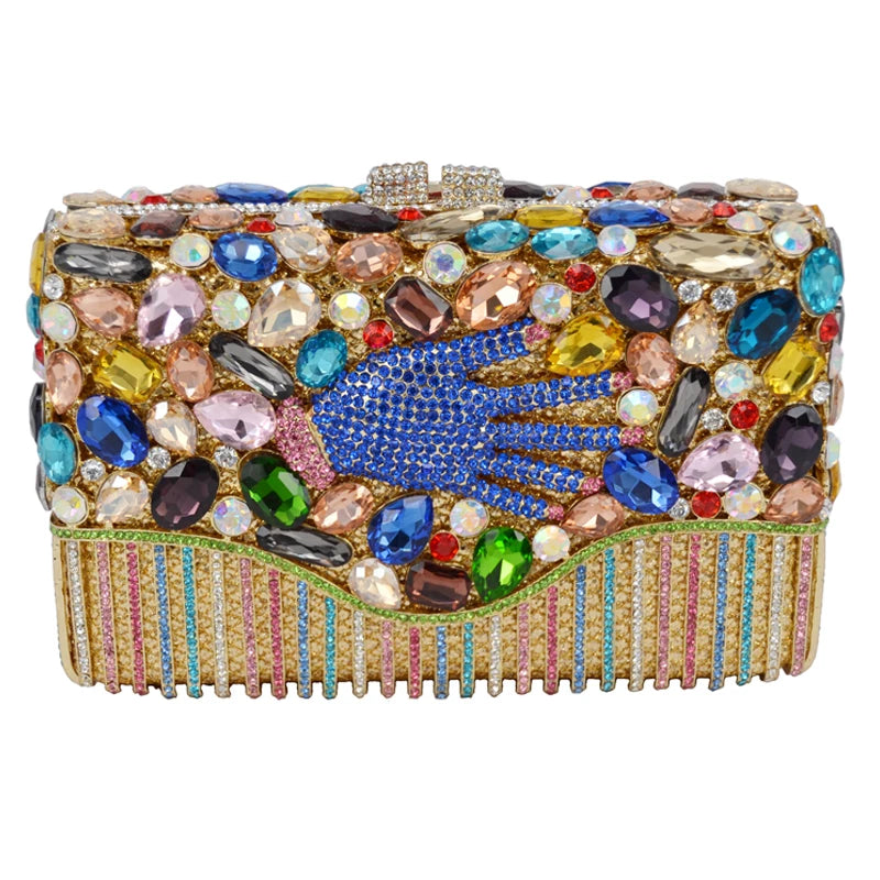 Hand Decor Palm Crystal Diamond Decor Clutch Handbags