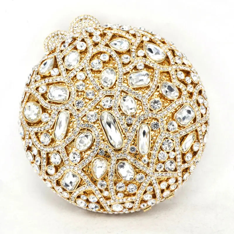 Roundness Crystal Diamond Banquet Round Clutch Bag