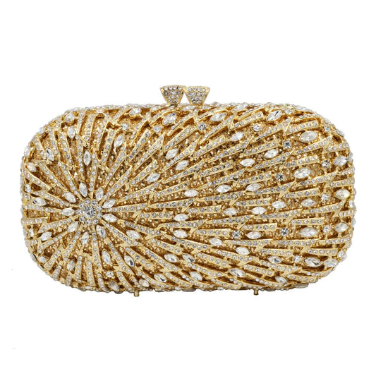 Deluxe Crystal Chain Shoulder Evening Clutch Bag