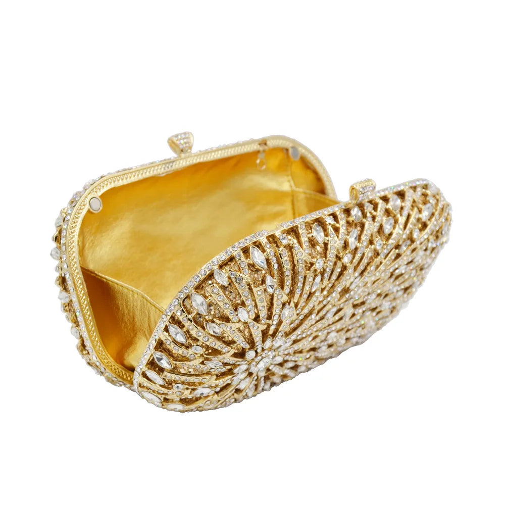 Deluxe Crystal Chain Shoulder Evening Clutch Bag