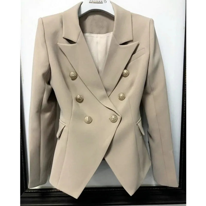 Town down Collar Long Sleeve Double Breasted Buttons Blazer