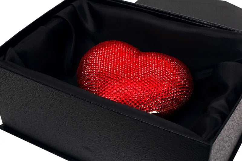 Deluxe Crystal Diamond Heart Shaped Evening Clutch Bag