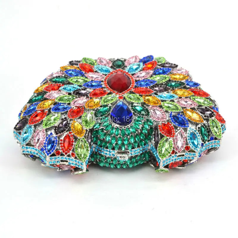 Hollow Out Multicolour Large Stones Crystal Rhinestones Diamond Clutch Bag