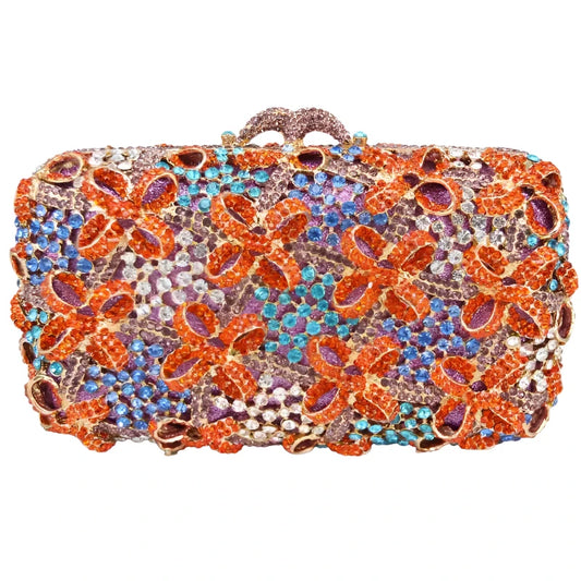 Crystal Encrusted Hollow Out Clutch Box Bags