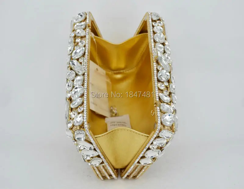 Hand Decor Palm Crystal Diamond Decor Clutch Handbags