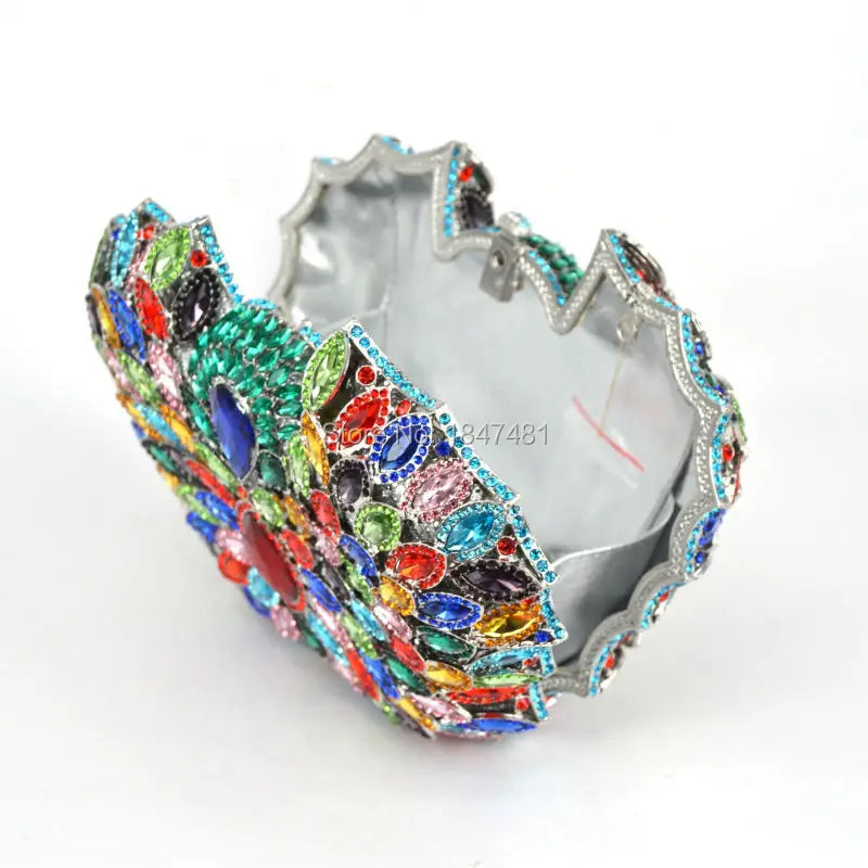 Hollow Out Multicolour Large Stones Crystal Rhinestones Diamond Clutch Bag