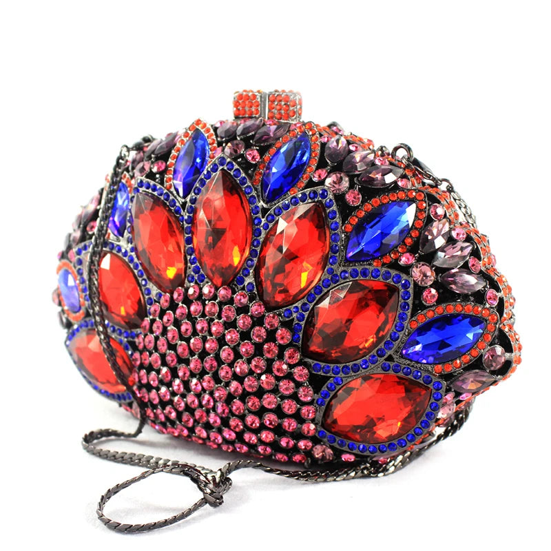 Peacock Shape Diamond crystal Evening Clutch Bag