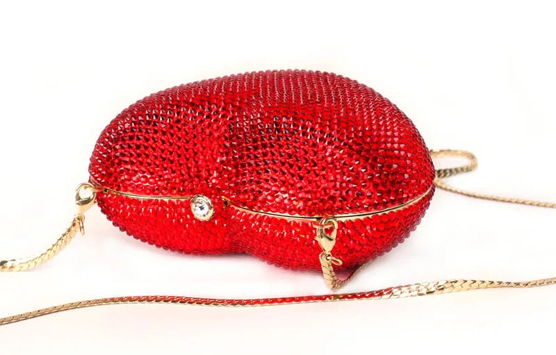 Deluxe Crystal Diamond Heart Shaped Evening Clutch Bag