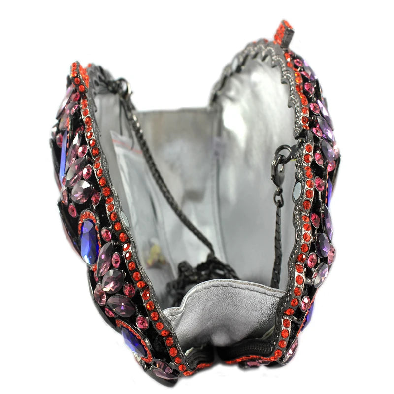 Peacock Shape Diamond crystal Evening Clutch Bag