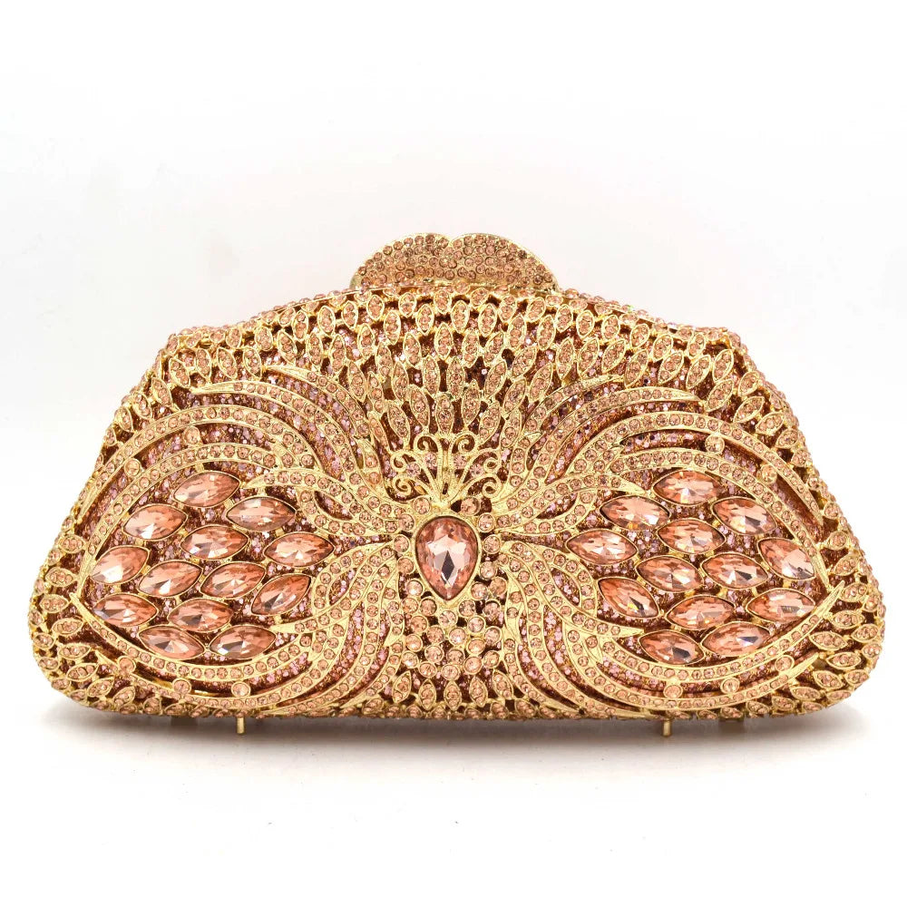 Crystal Diamond Decor Hollow Out Evening Clutch Bag