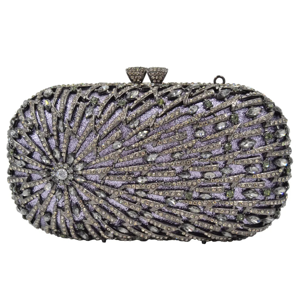 Deluxe Crystal Chain Shoulder Evening Clutch Bag