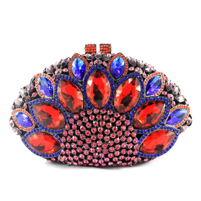 Peacock Shape Diamond crystal Evening Clutch Bag