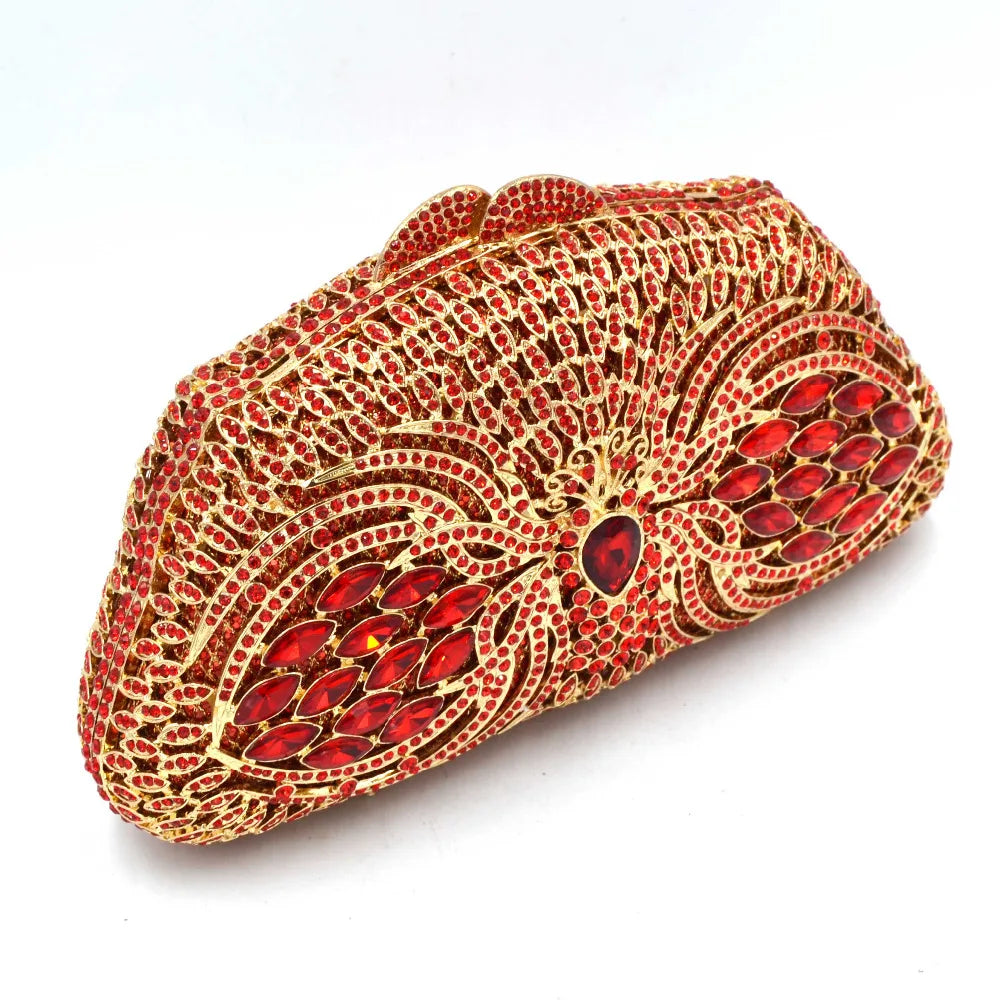 Crystal Diamond Decor Hollow Out Evening Clutch Bag