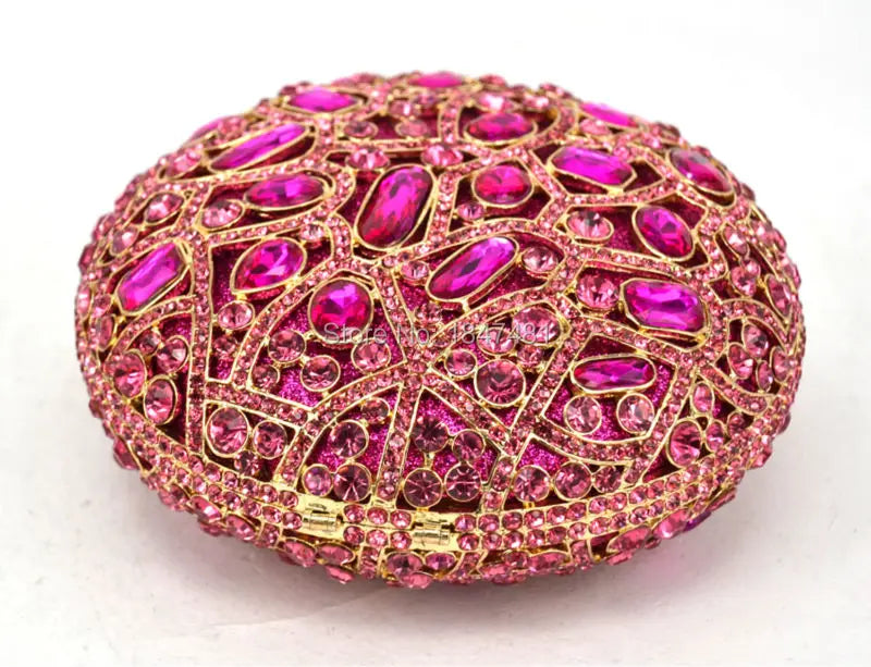 Roundness Crystal Diamond Banquet Round Clutch Bag