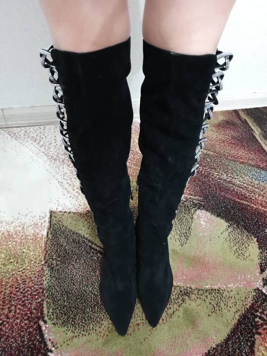 Patchwork Suede Cross-Ted Thin High Heels Over The Knee Boots