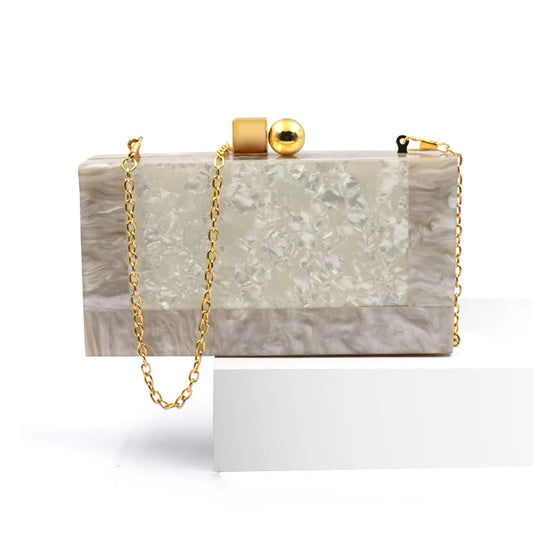 Panelled Stone Pattern Case Handbag Mini Clutch Bag