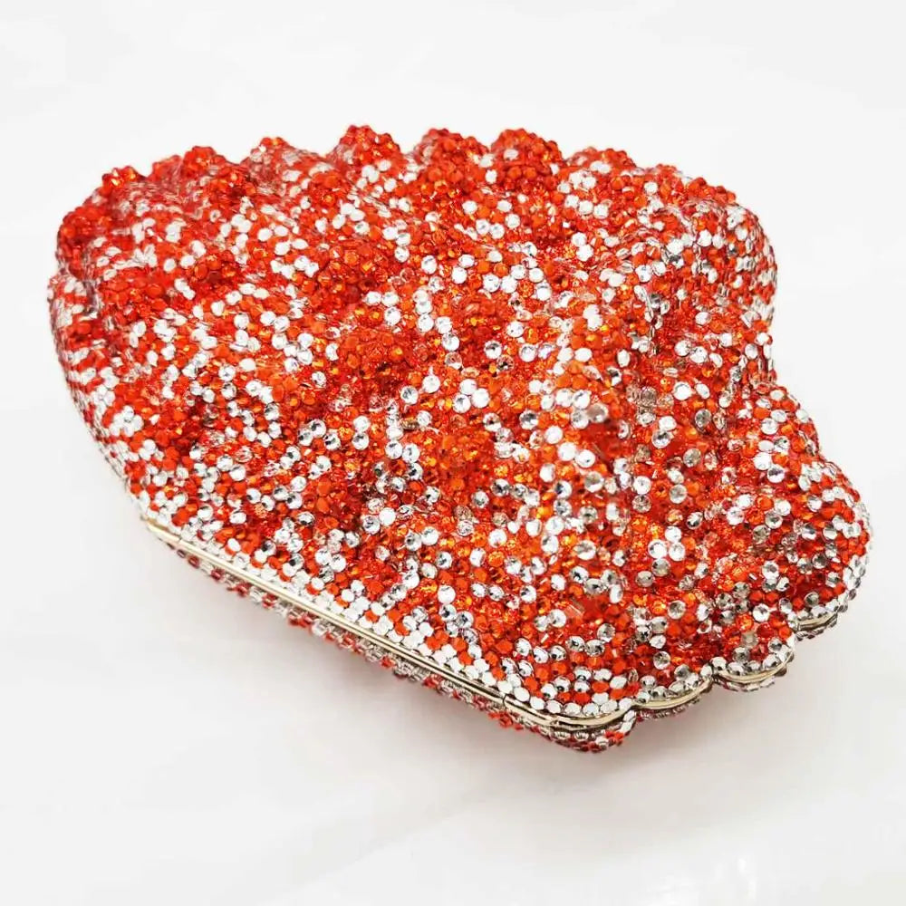 Dazzling Conch Crystal Horn Shell Diamond Evening Clutch Bags