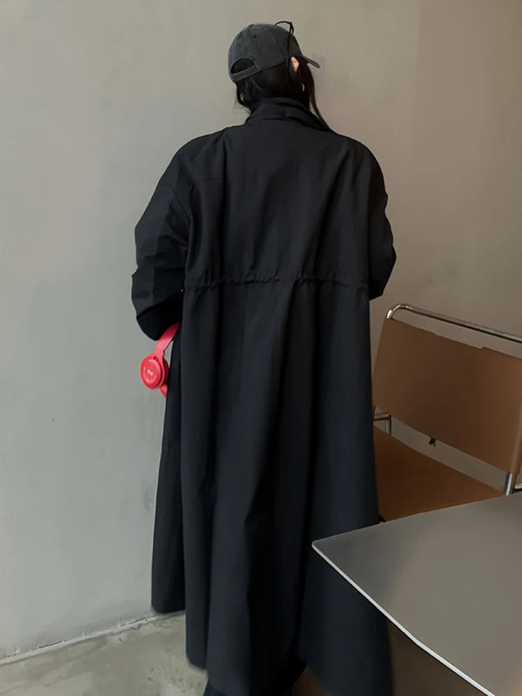 Long Sleeve Patchwork Single Breasted Loose Trench Coat