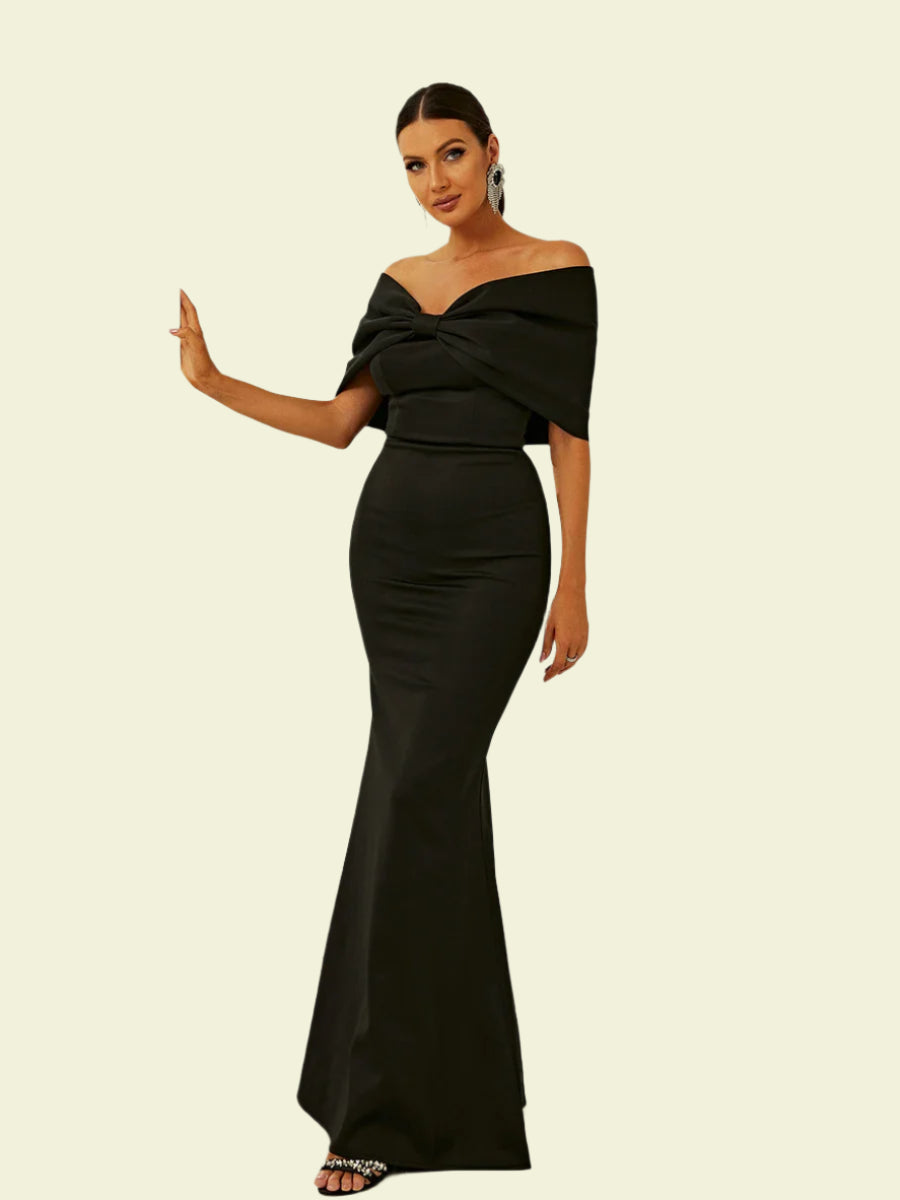 Off Shoulder Sleeveless Bow Front Maxi Mermaid dress