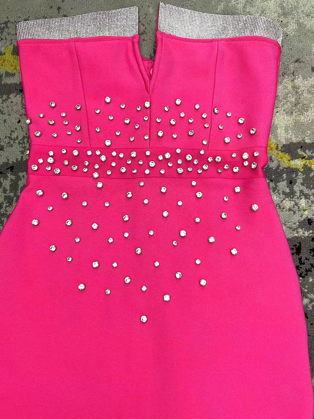 Strapless V-neck Diamond Tight Maxi Bandage Dress