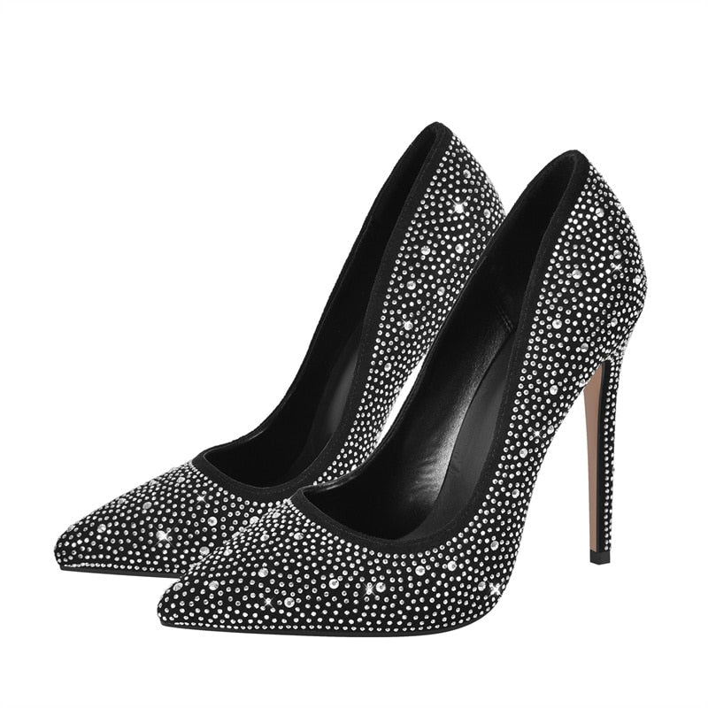 Pointed Toe Rhinestone Pumps Thin High Heel Shoes