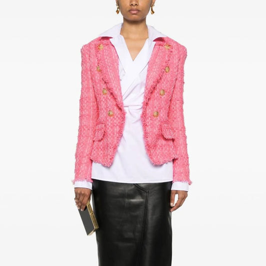 Spliced Button Lapel Long Sleeve Patchwork Tassel Vintage Jacket