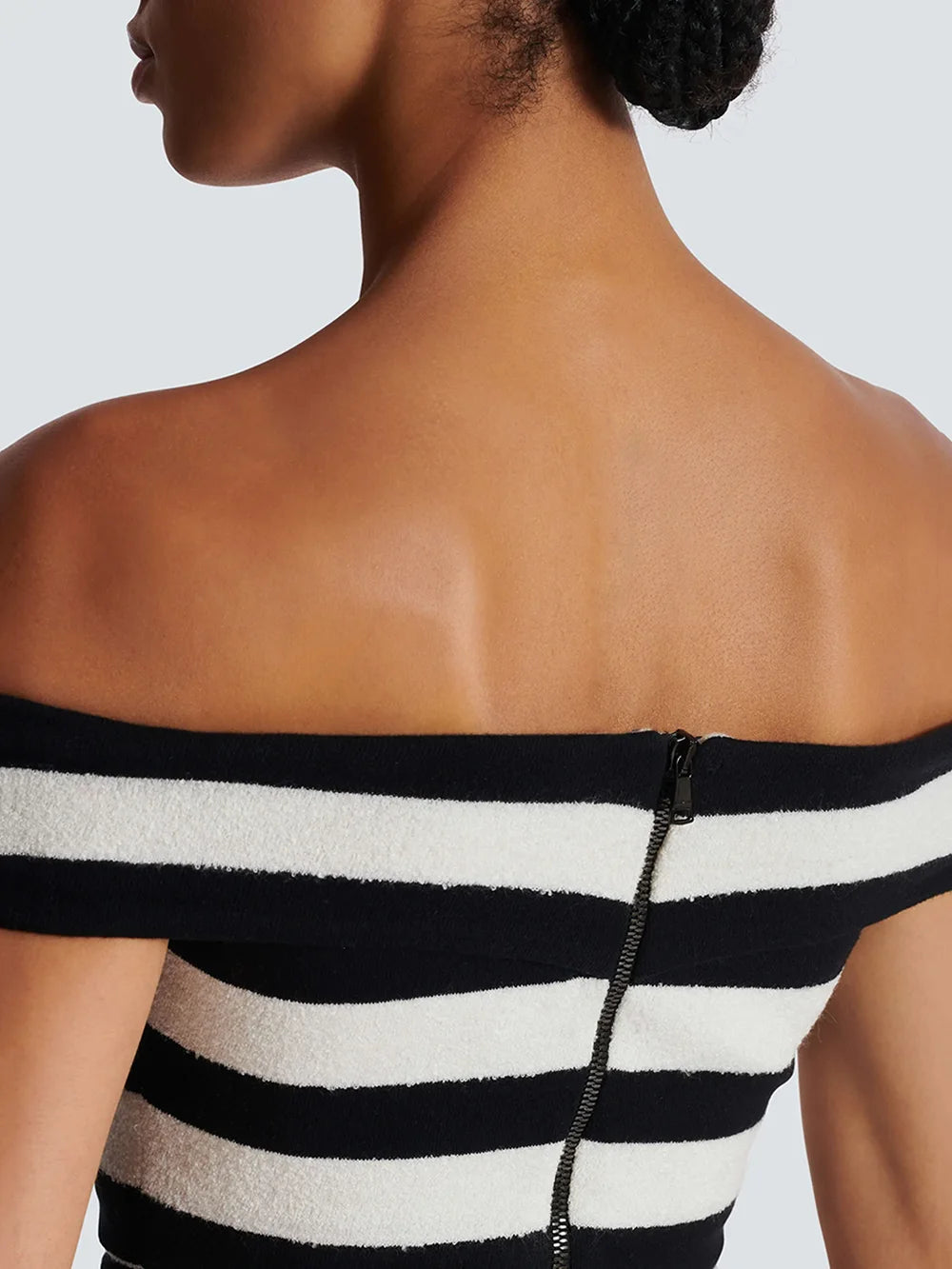 Slash Neck Striped Off Shoulder Crop Top High Waist Pencil Skirt Bandage Set