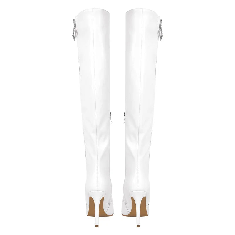 Pointed Toe Side Zipper Thin High Heel Over Knee High Boots