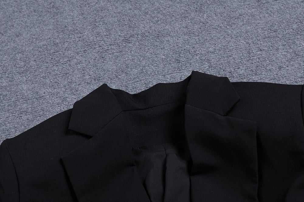 V-neck Long Sleeve Ruffle Cut Suit Mini Dress