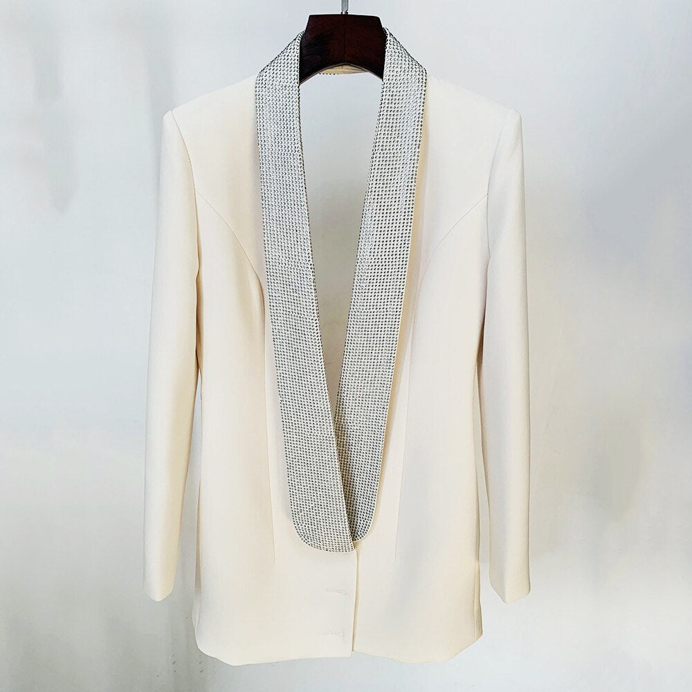 V-Neck Diamond Hollow Long Sleeve Suit Mini Dress