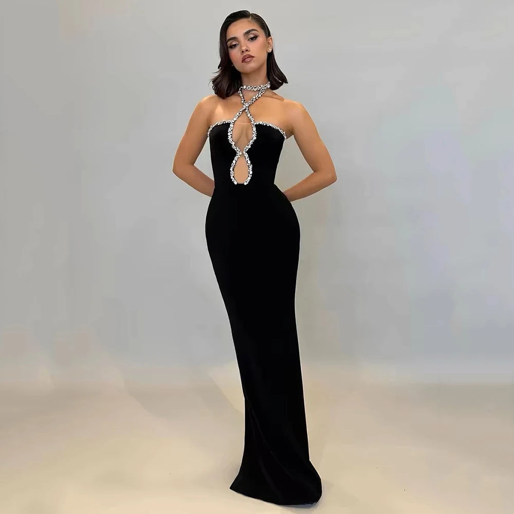 Strapless Luxury Diamond tight Maxi Bandage Dress