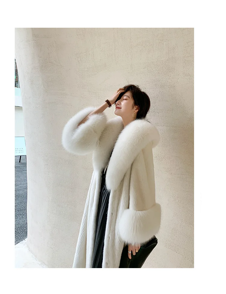 O-Neck Fur Collar Long Sleeve Loose Thick Faux Fur Coat