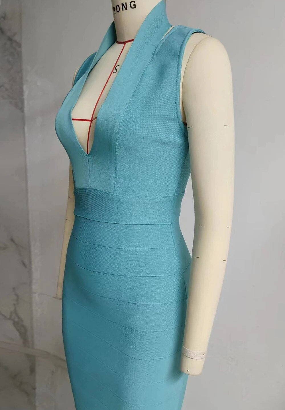 Sleeveless V-neck Open Back Hollow Out Mid Bandage Dress