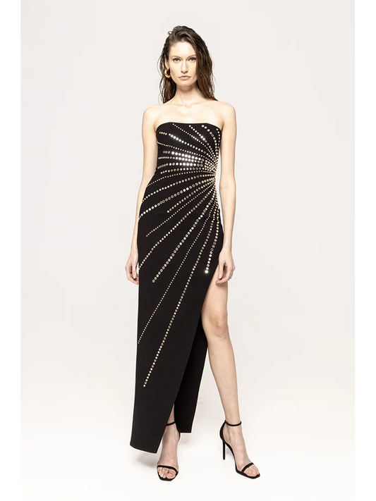 Strapless Sparkling Luxury Diamonds Sleeveless Bandage Maxi Dress