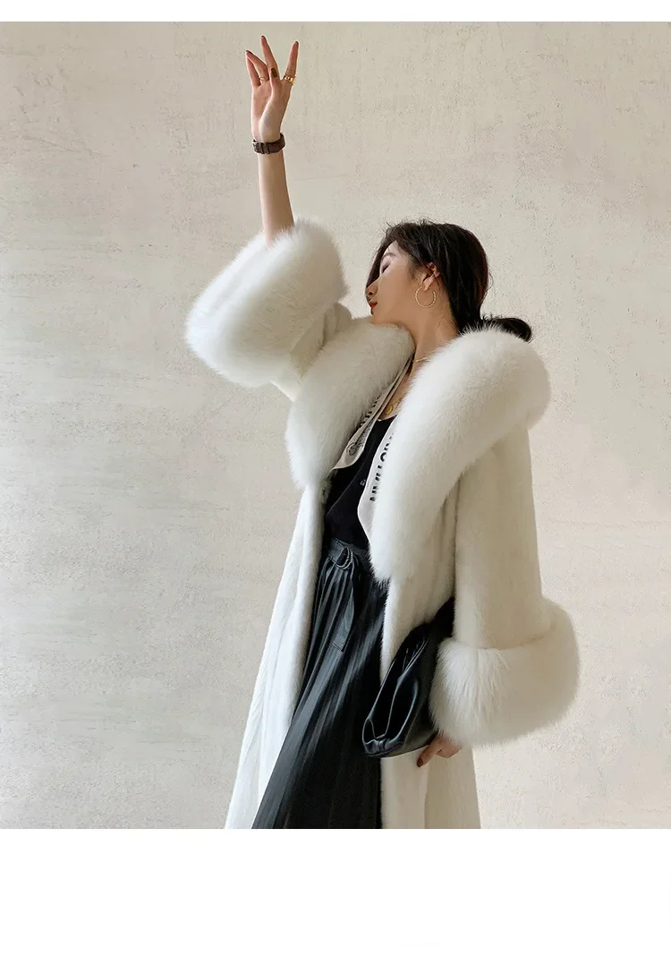 O-Neck Fur Collar Long Sleeve Loose Thick Faux Fur Coat