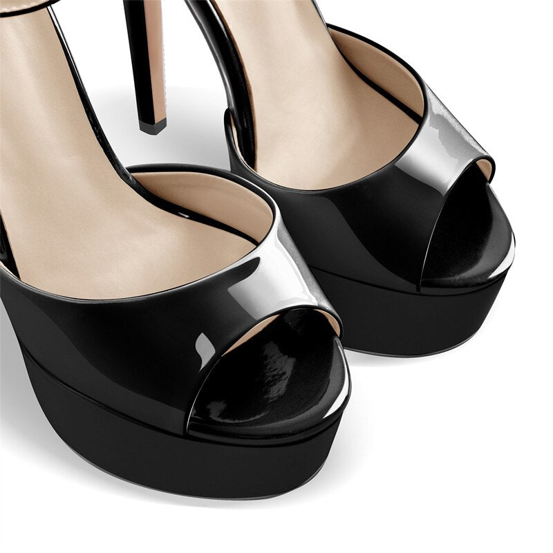 Platform Peep Toe Thin Heels Ankle Strap Sandals