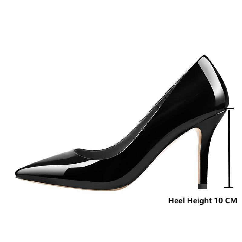 Pumps Pointed Toe Slip-On Thin Heels Patent Leather Shoes