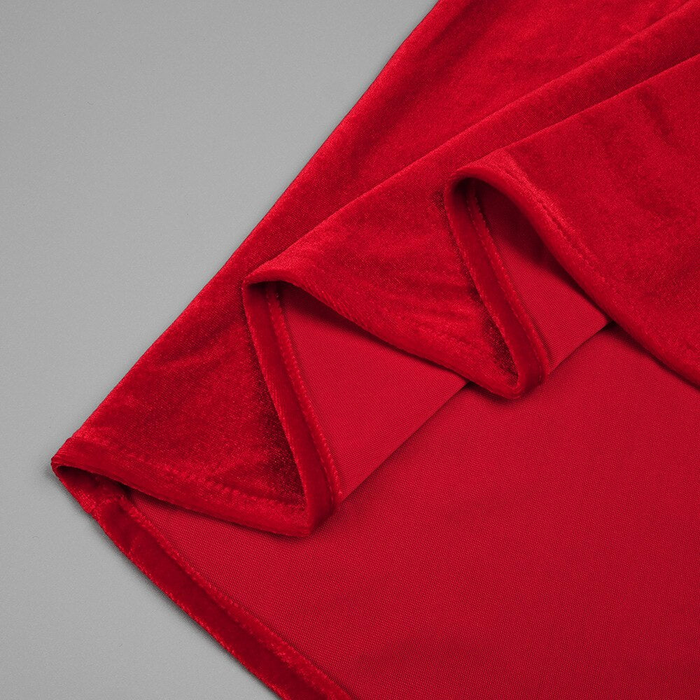 Tight Strapless Silk Top & Velvet Twisted Maxi Skirt Set