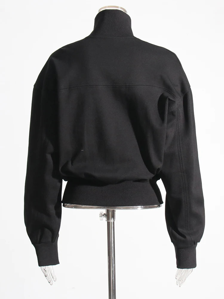 Turtleneck Long Sleeve Patchwork Zipper Sweatshirt Pullover